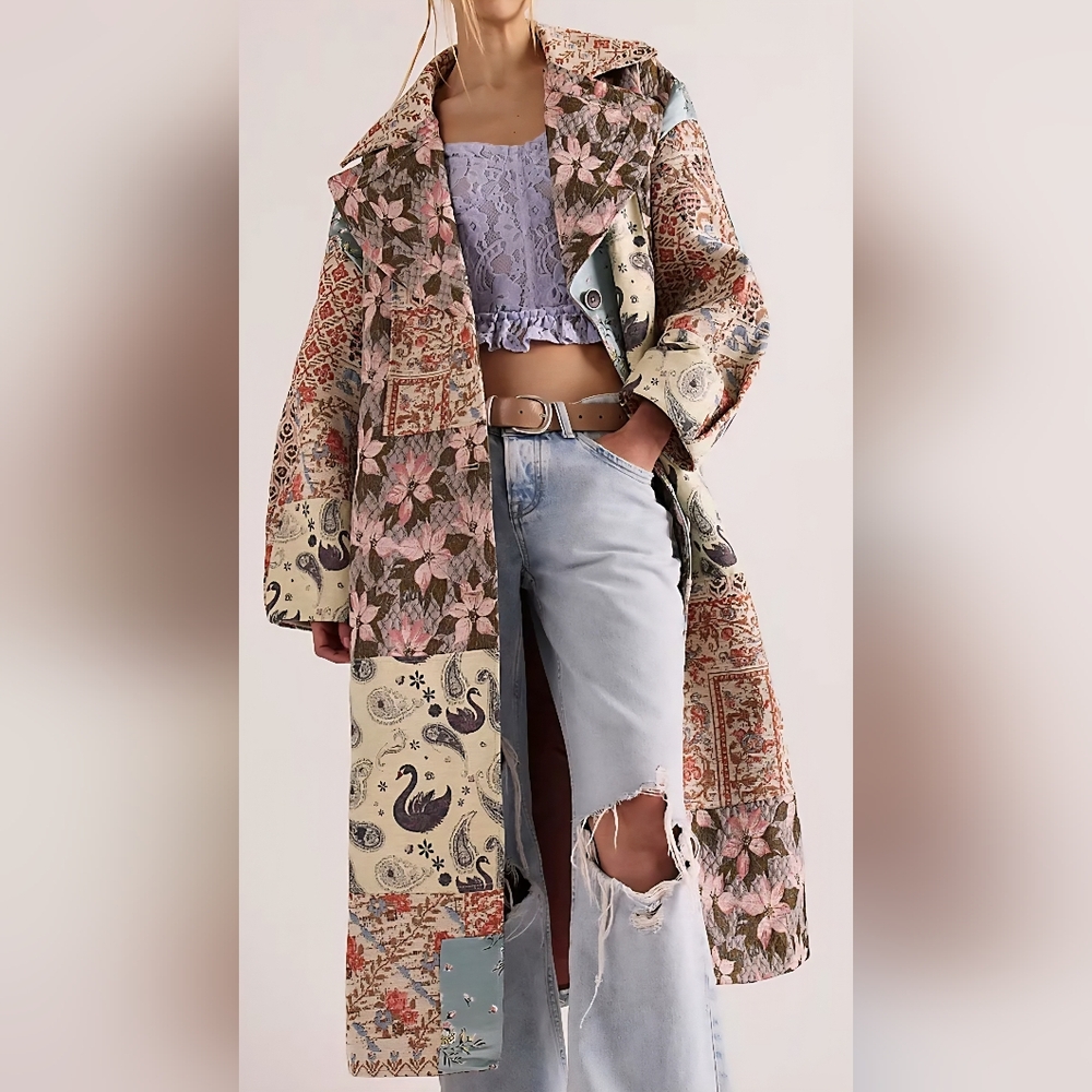 Golden Hour Jacquard Coat,Color Blossom Combo - Picture 2 of 16